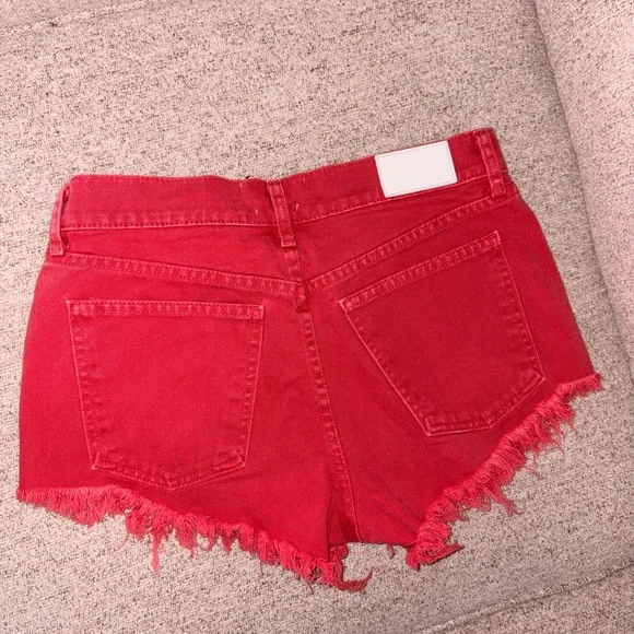 Pistola Vibrant Red Frayed Jean Shorts - Picture 2 of 3